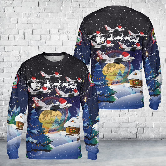 US Navy S-3A Viking of VS-30 Christmas AOP Long Sleeve Shirt