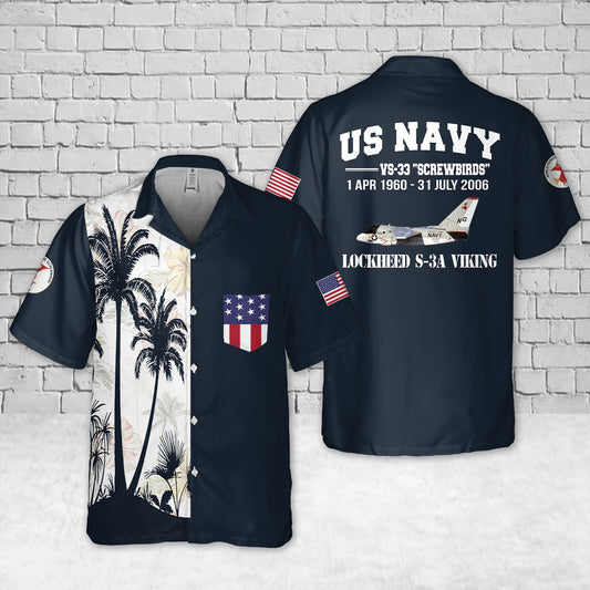 US Navy S-3A Viking of VS-33 Pocket Hawaiian Shirt