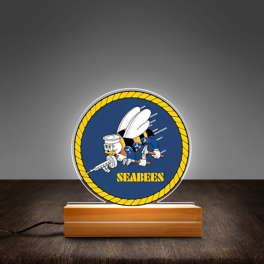 US Navy SEABEES Custom Shape Photo Night Light