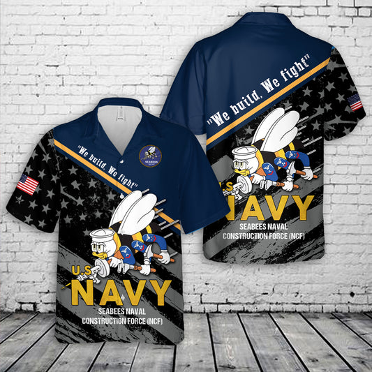 US Navy SEABEES Naval Construction Force (NCF) Hawaiian Shirt