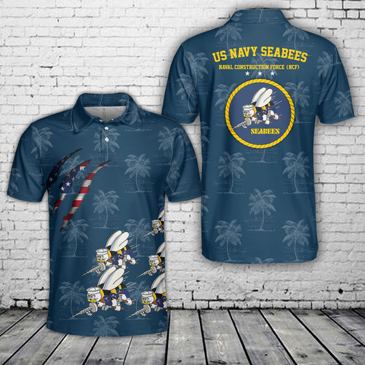 US Navy SEABEES Naval Construction Force (NCF) Polo Shirt