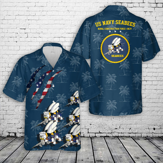 US Navy SEABEES Naval Construction Force (NCF) Hawaiian Shirt