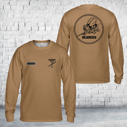 Custom Name US Navy Seabee - Construction Electricians - CE AOP Long Sleeve Shirt