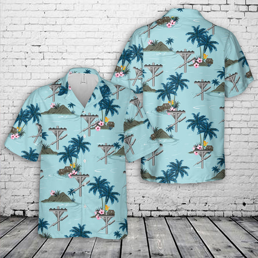 US Navy Seabee Construction Electrician (CE) Rate Insignia Hawaiian Shirt