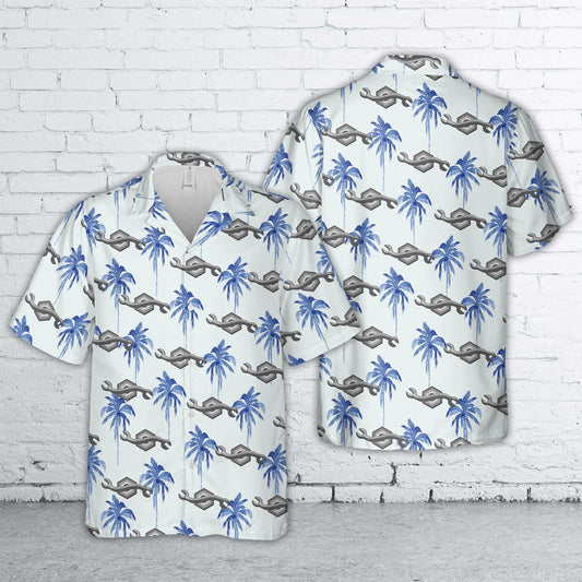 US Navy Seabee Construction Mechanic (CM) Rate Insignia Hawaiian Shirt