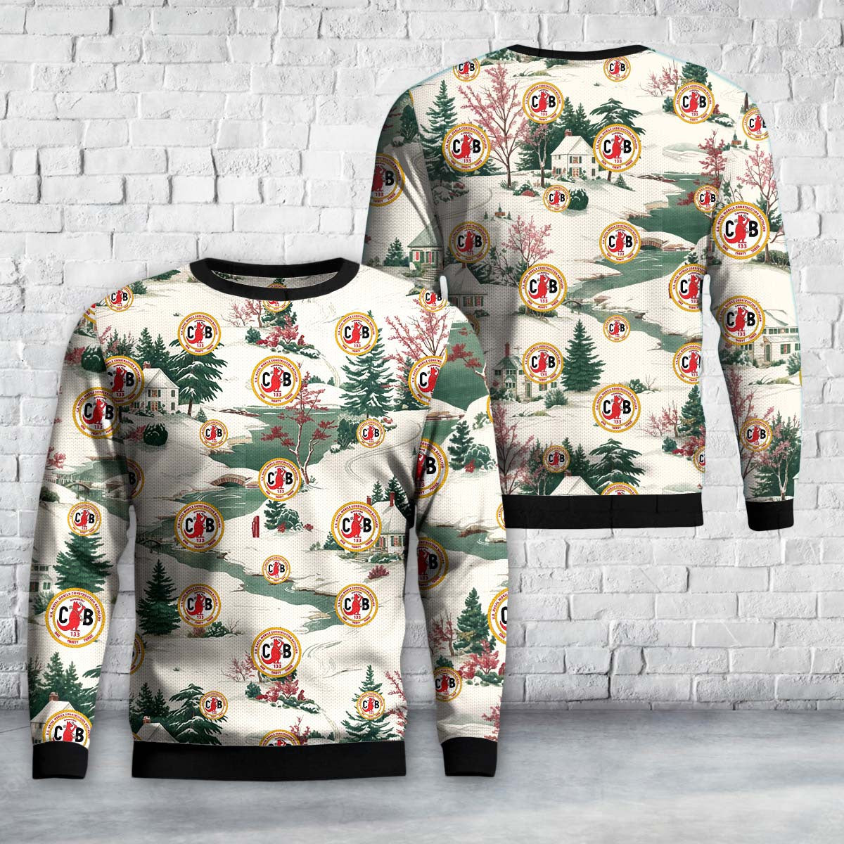 US Navy Seabee Naval Mobile Construction Battalion 133 (NMCB 133) Christmas AOP Sweater