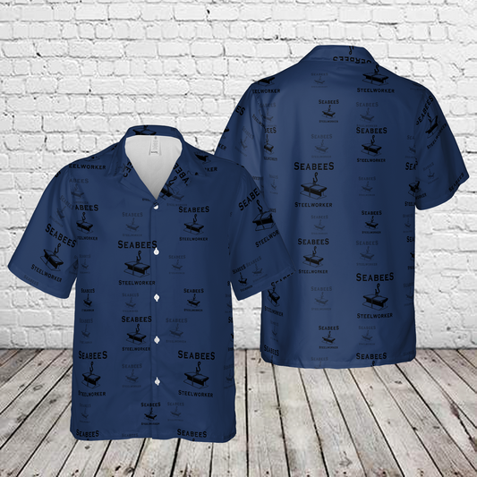 US Navy Seabee SW - Steelworker Silhouette Hawaiian Shirt