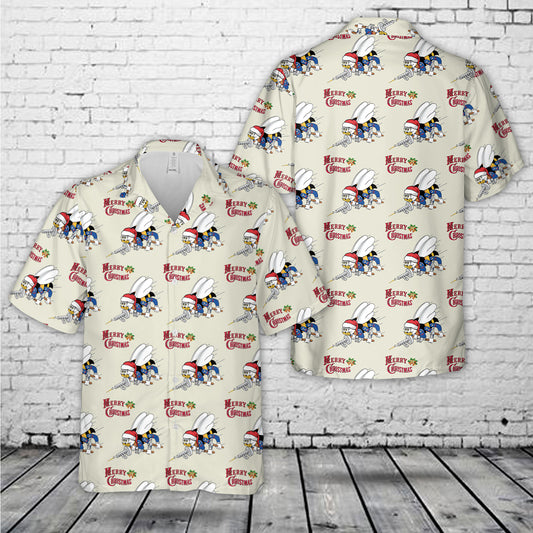 US Navy Seabee Santa Christmas Hawaiian Shirt