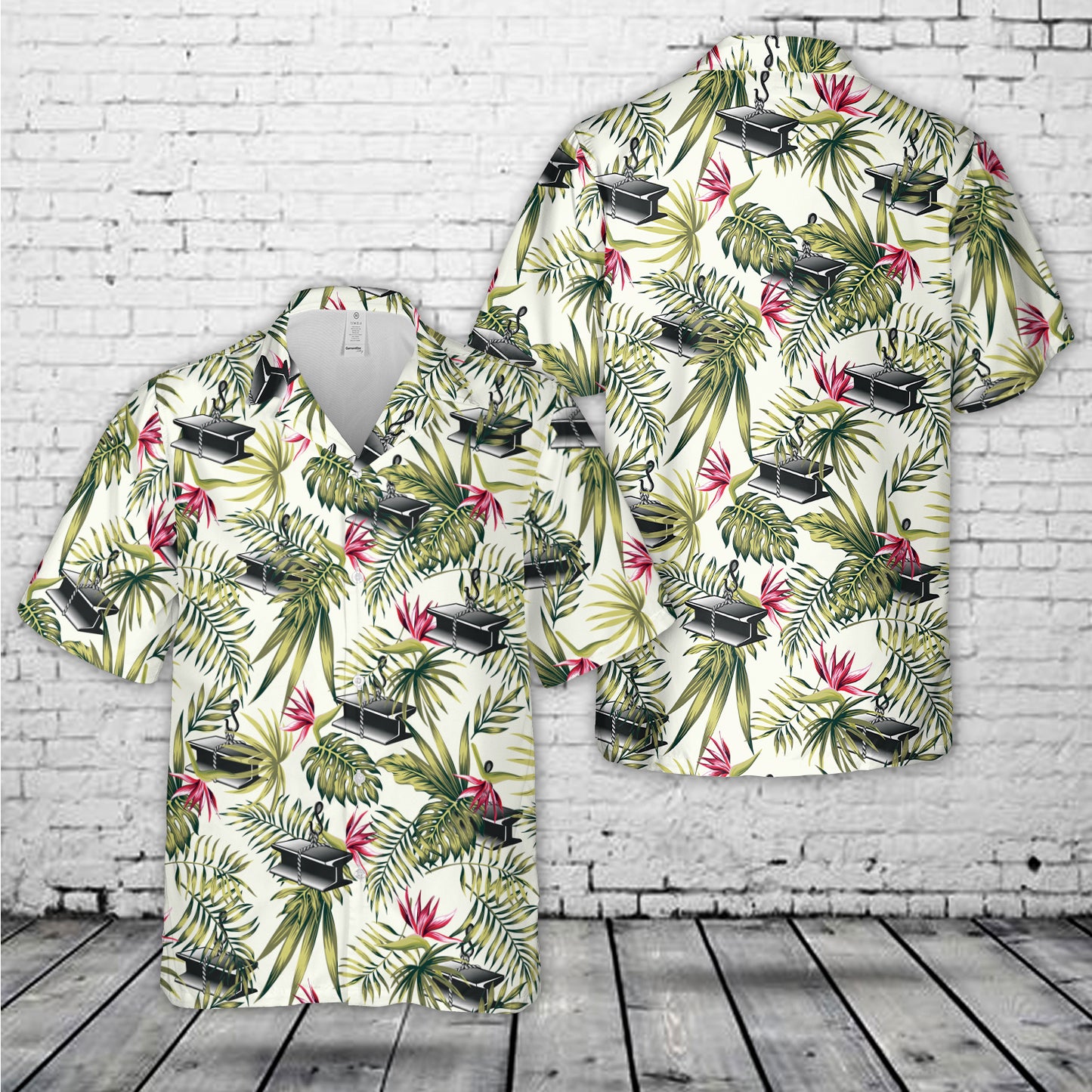 US Navy Seabee Steelworker (SW) Rate Insignia Hawaiian Shirt