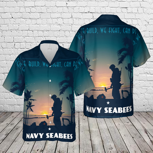 US Navy Seabees Naval Construction Force (NCF) Hawaiian Shirt