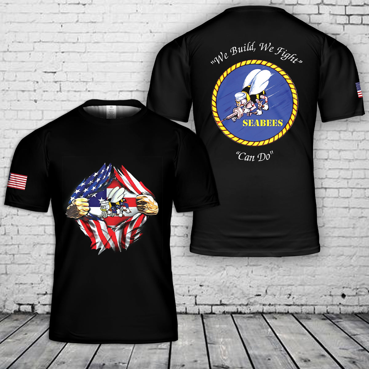 US Navy Seabees Veteran 3D T-Shirt