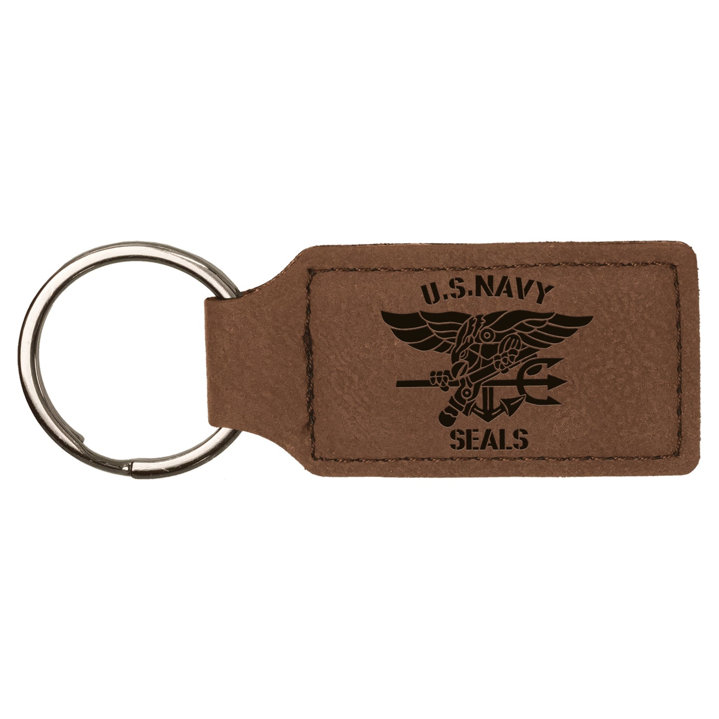 US Navy Seals Rectangle Leatherette Keychain (Made in US)