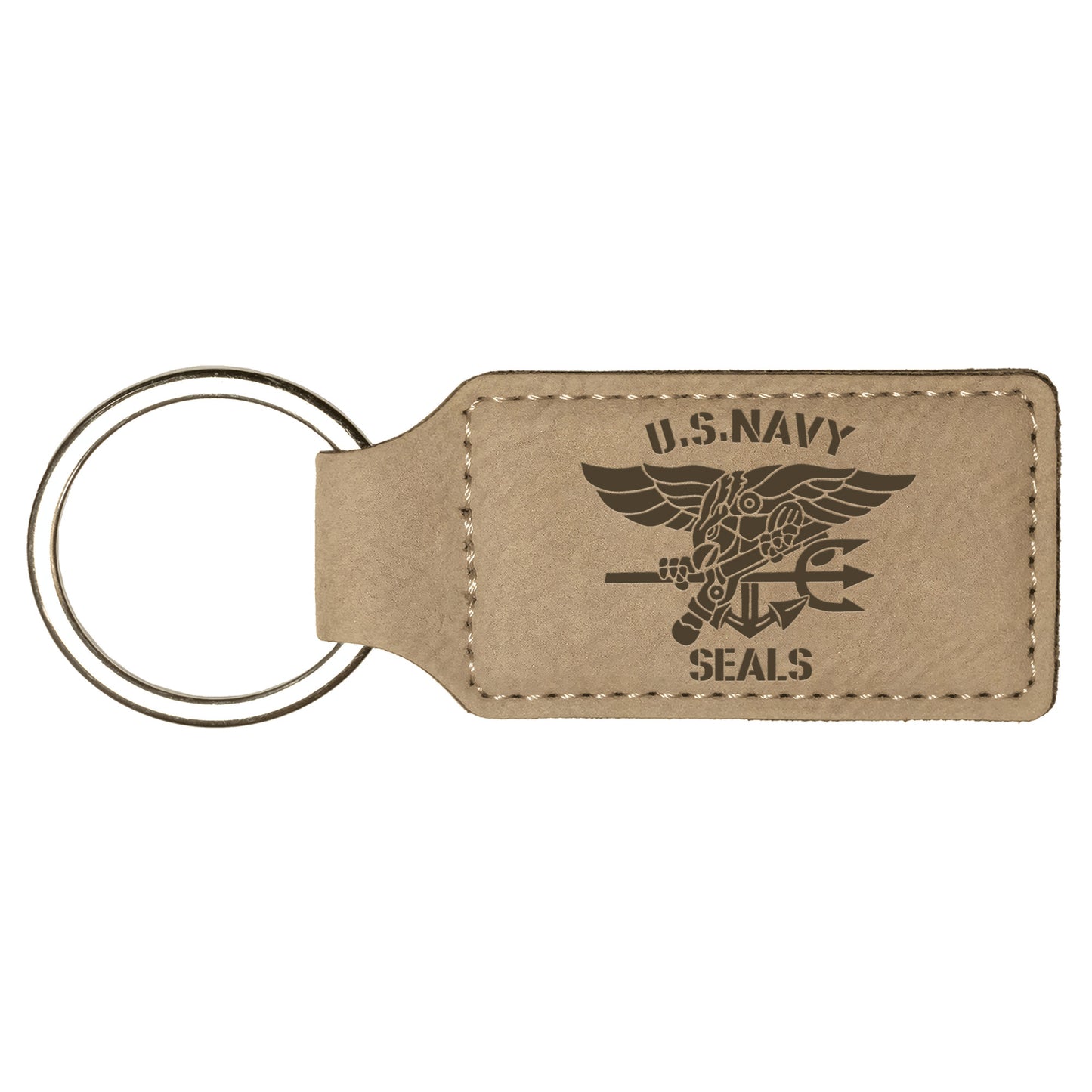 US Navy Seals Rectangle Leatherette Keychain (Made in US)