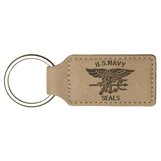 US Navy Seals Rectangle Leatherette Keychain (Made in US)