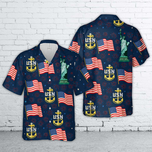 US Navy Senior Chief Petty Officer (SCPO), 4th Of July Hawaiian Shirt