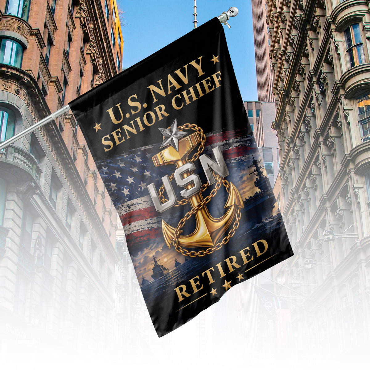 US Navy Senior Chief Retired Flag