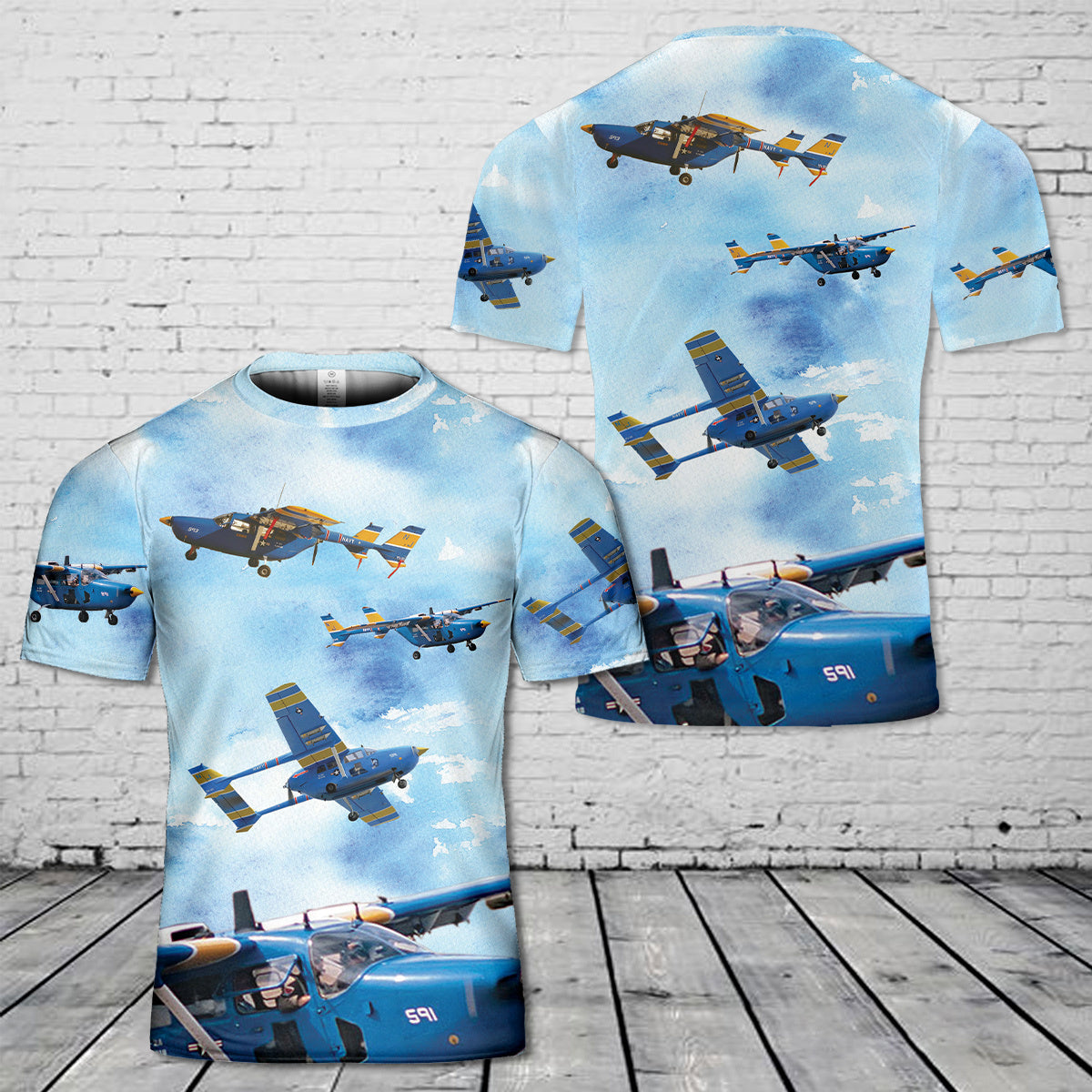 US Navy Service Cessna O-2A 3D T-Shirt