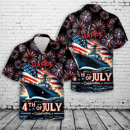 US Navy Ship, 4th Of July Hawaiian Shirt