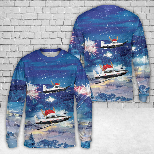 US Navy T-6 Texan II Christmas AOP Long Sleeve Shirt