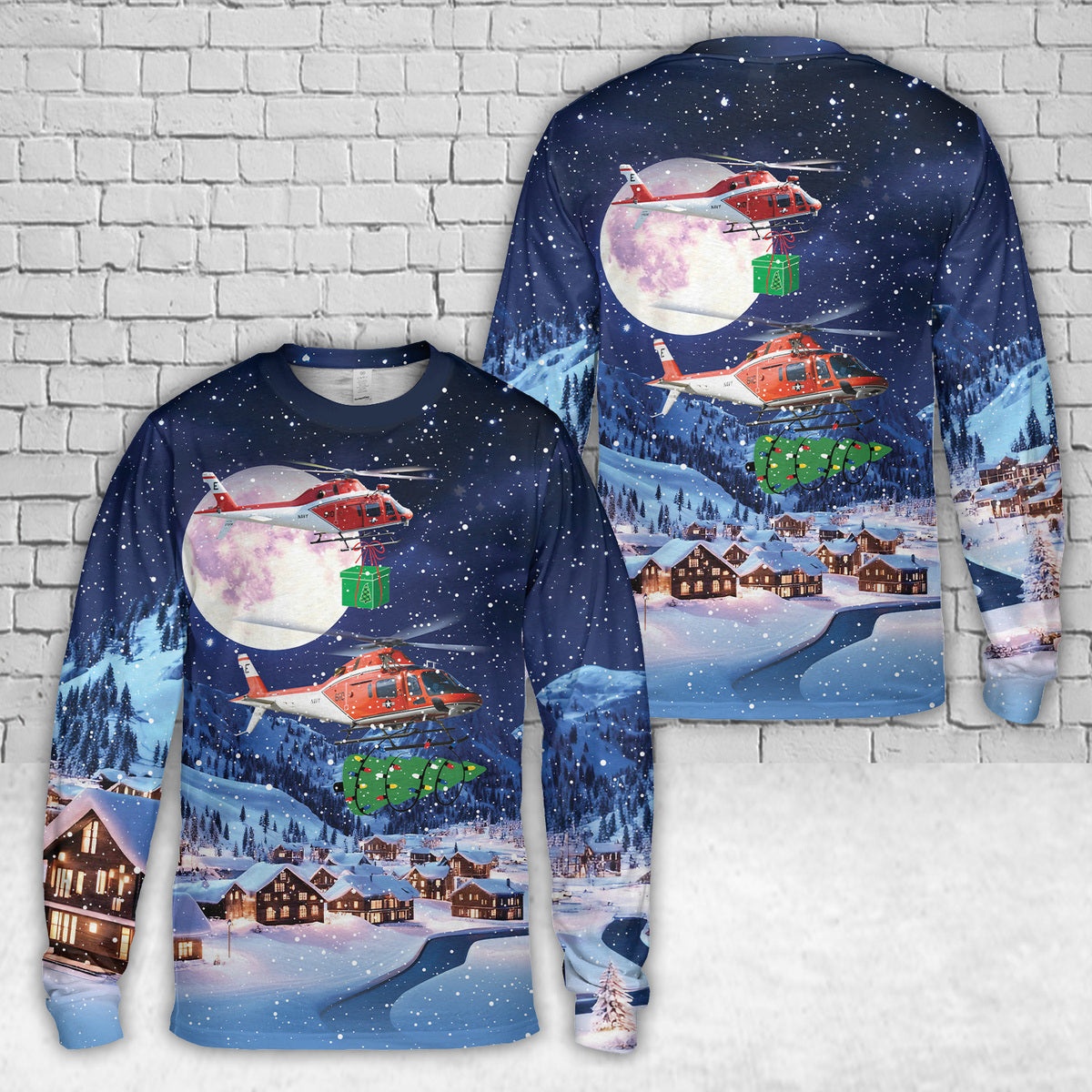 US Navy TH-73a Thrasher Christmas AOP Long Sleeve Shirt