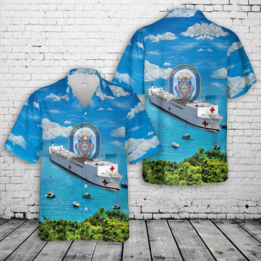 US Navy USNS Comfort (T-AH-20) Hawaiian Shirt