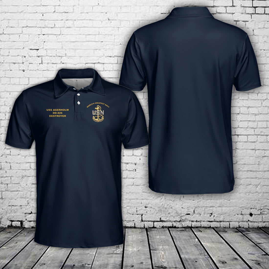 US Navy USS Agerholm DD-826 DESTROYER Polo Shirt