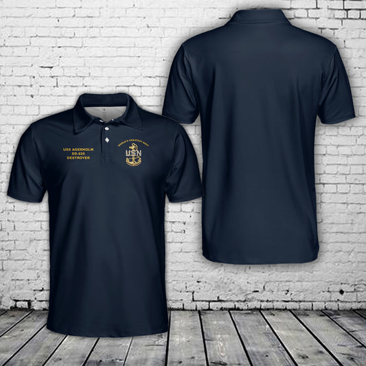 US Navy USS Agerholm DD-826 DESTROYER Polo Shirt