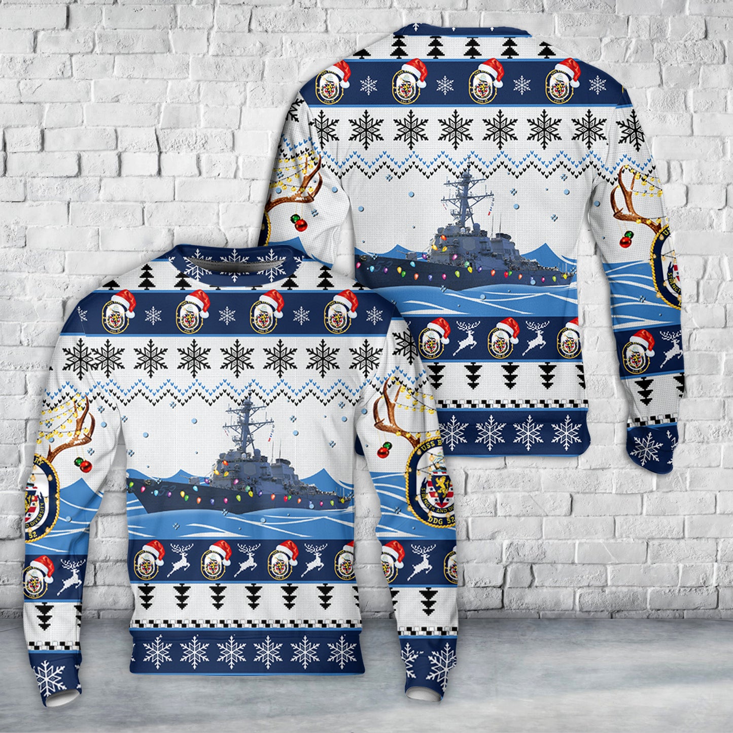 US Navy USS Barry (DDG-52) Arleigh Burke-class guided-missile destroyers Christmas Sweater