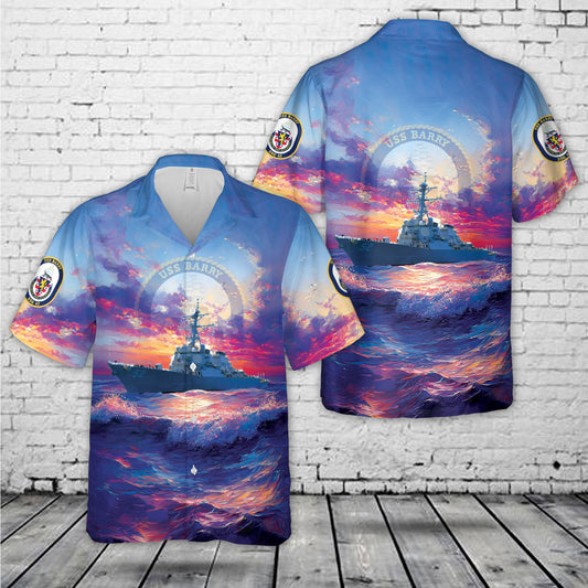 US Navy USS Barry (DDG-52) Hawaiian Shirt