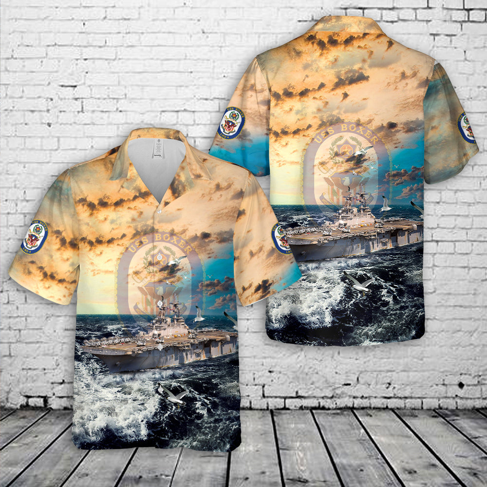 US Navy USS Boxer (LHD-4) Hawaiian Shirt