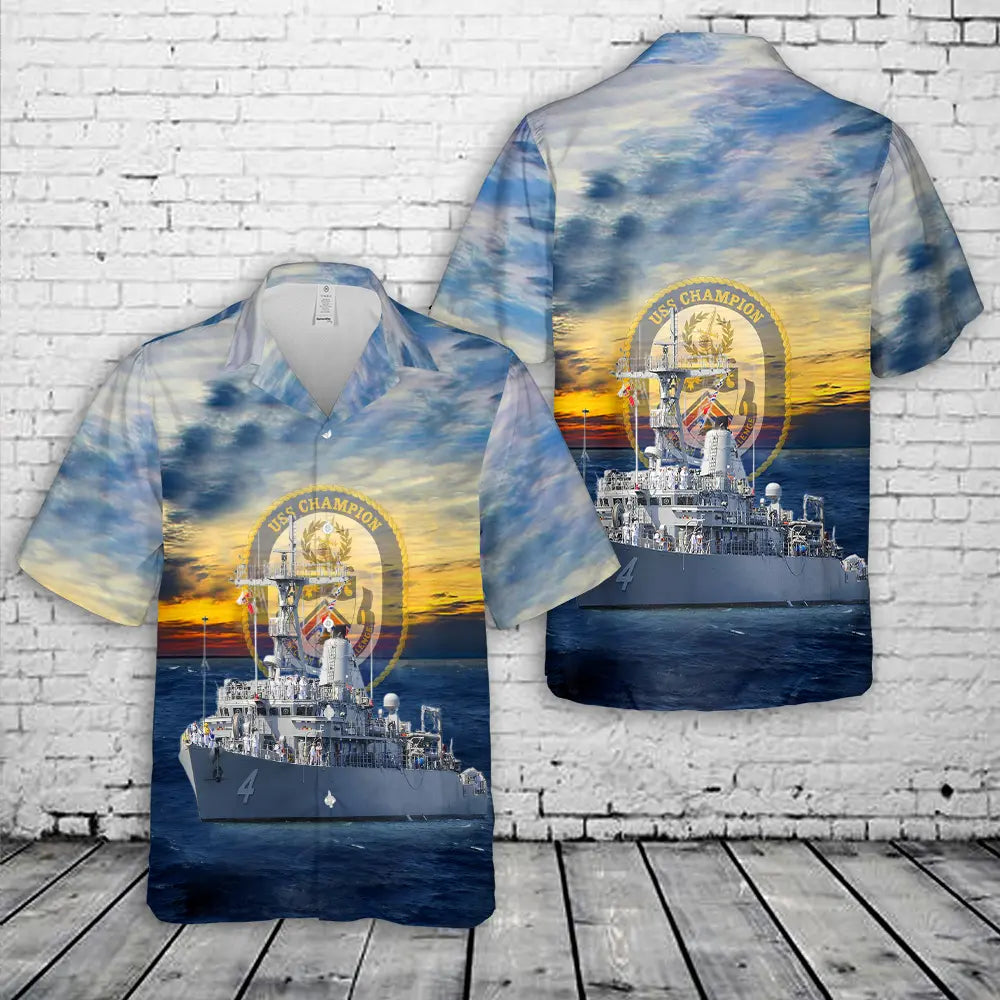 US Navy USS Champion (MCM-4) Hawaiian Shirt