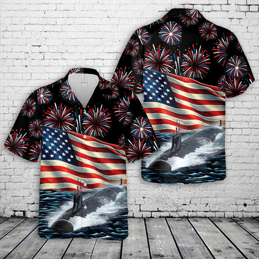US Navy USS Connecticut SSN 22, 4th Of July Hawaiian Shirt