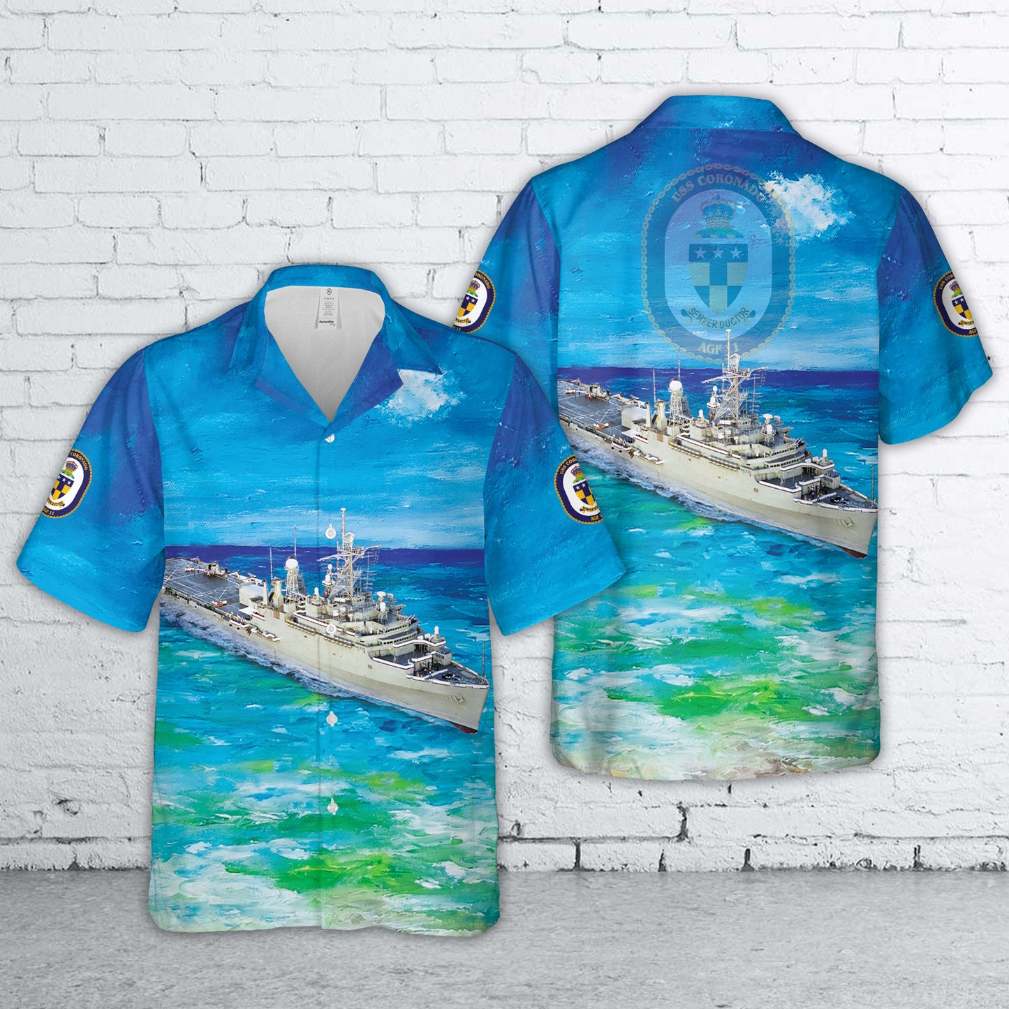US Navy USS Coronado (AGF-11) Hawaiian Shirt