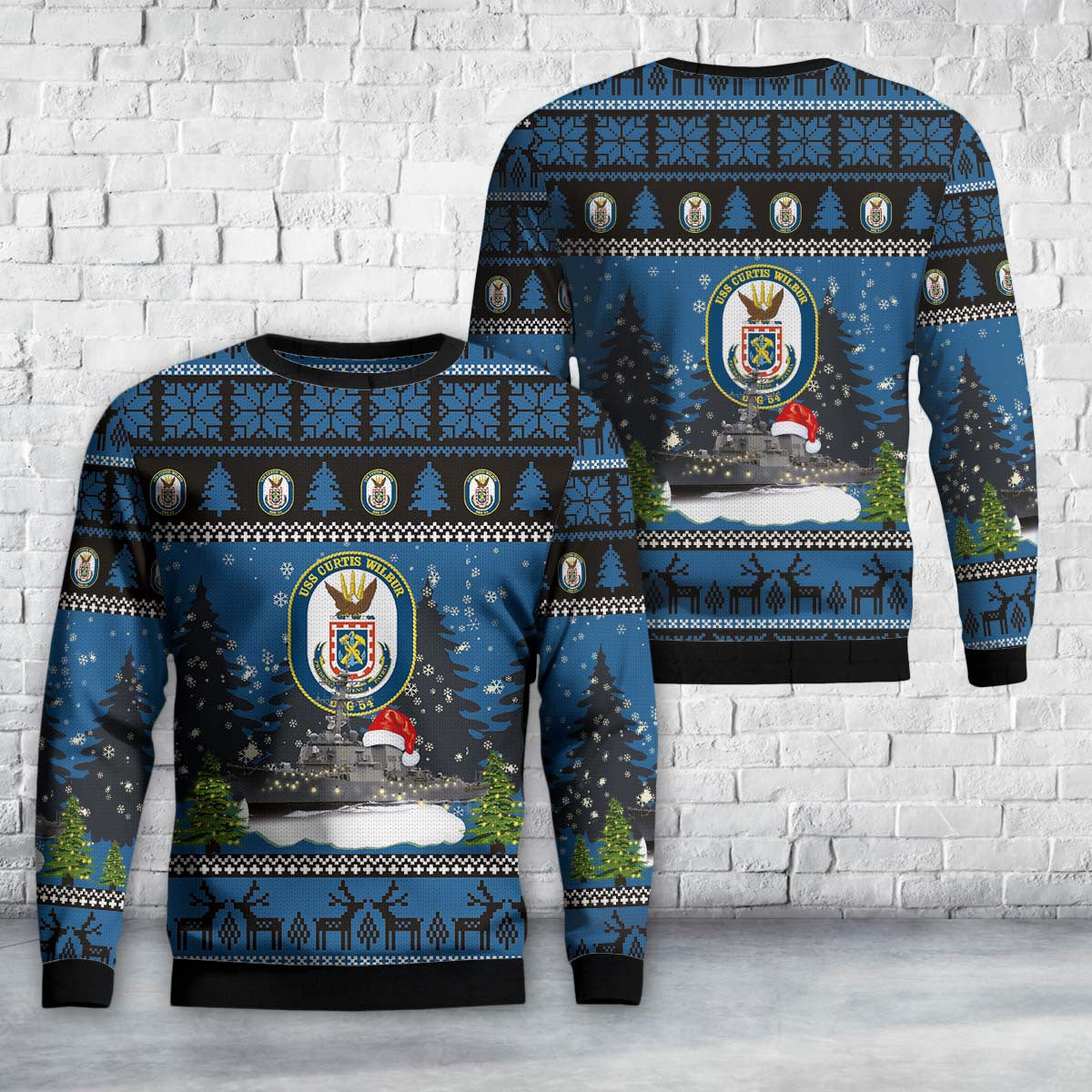 US Navy USS Curtis Wilbur (DDG-54) Arleigh Burke-class guided-missile destroyers Christmas Sweater