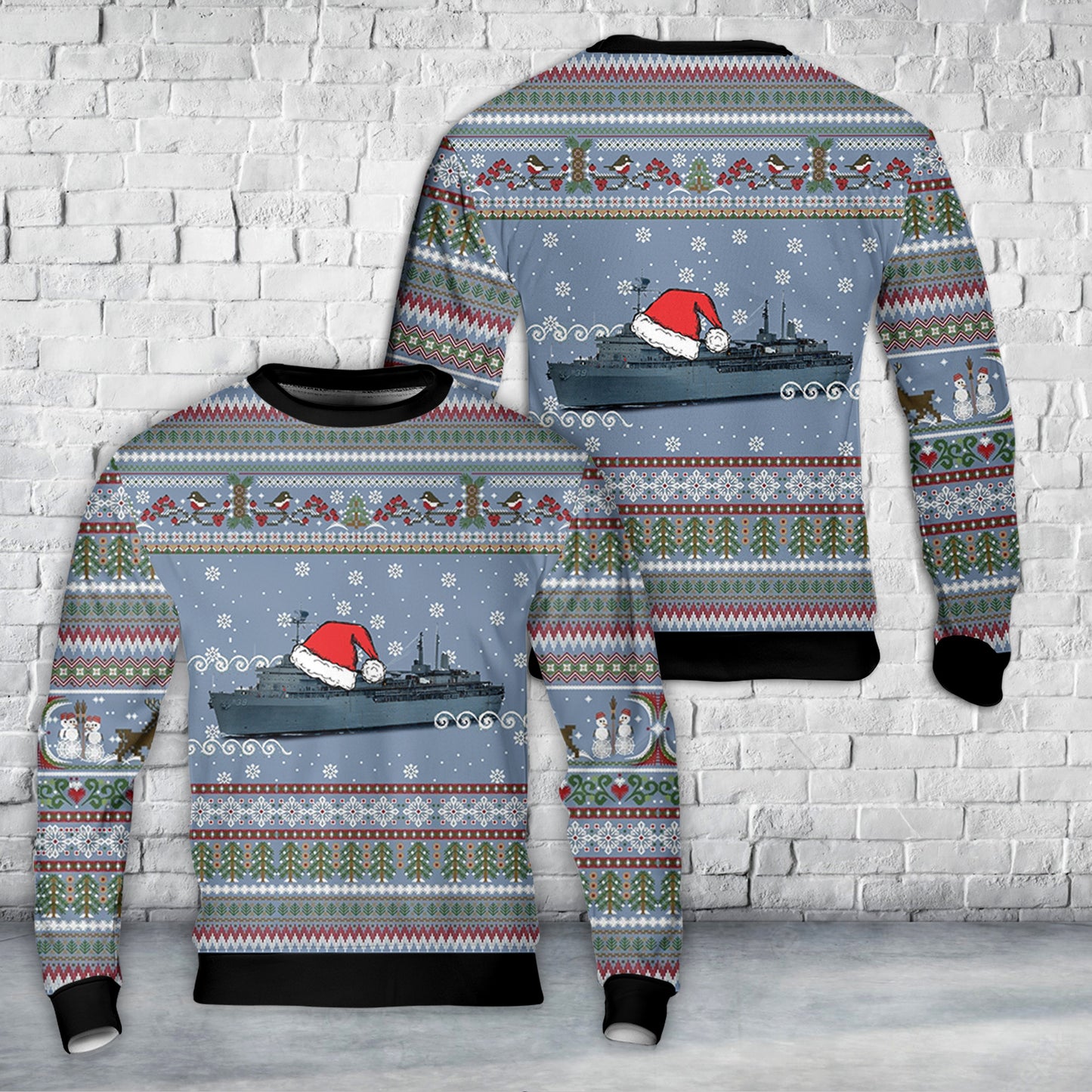 US Navy USS Emory S. Land (AS-39) Christmas AOP Sweater