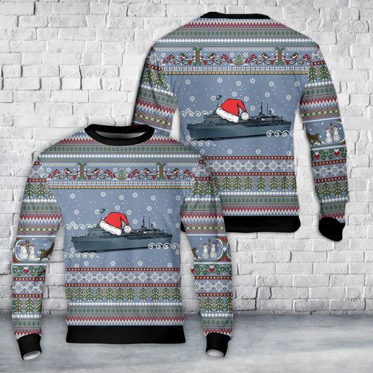 US Navy USS Emory S. Land (AS-39) Christmas AOP Sweater