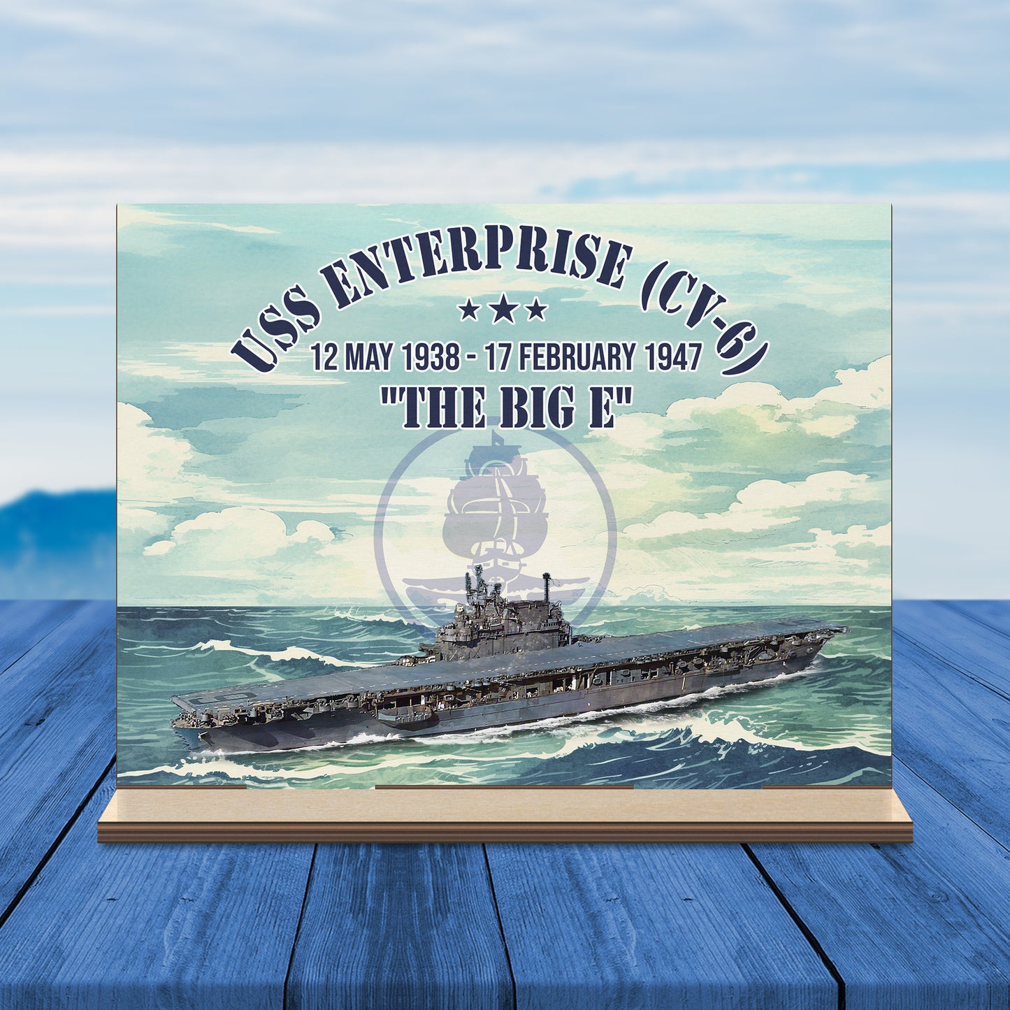 US Navy USS Enterprise (CV-6) Custom Shape Wood Standee