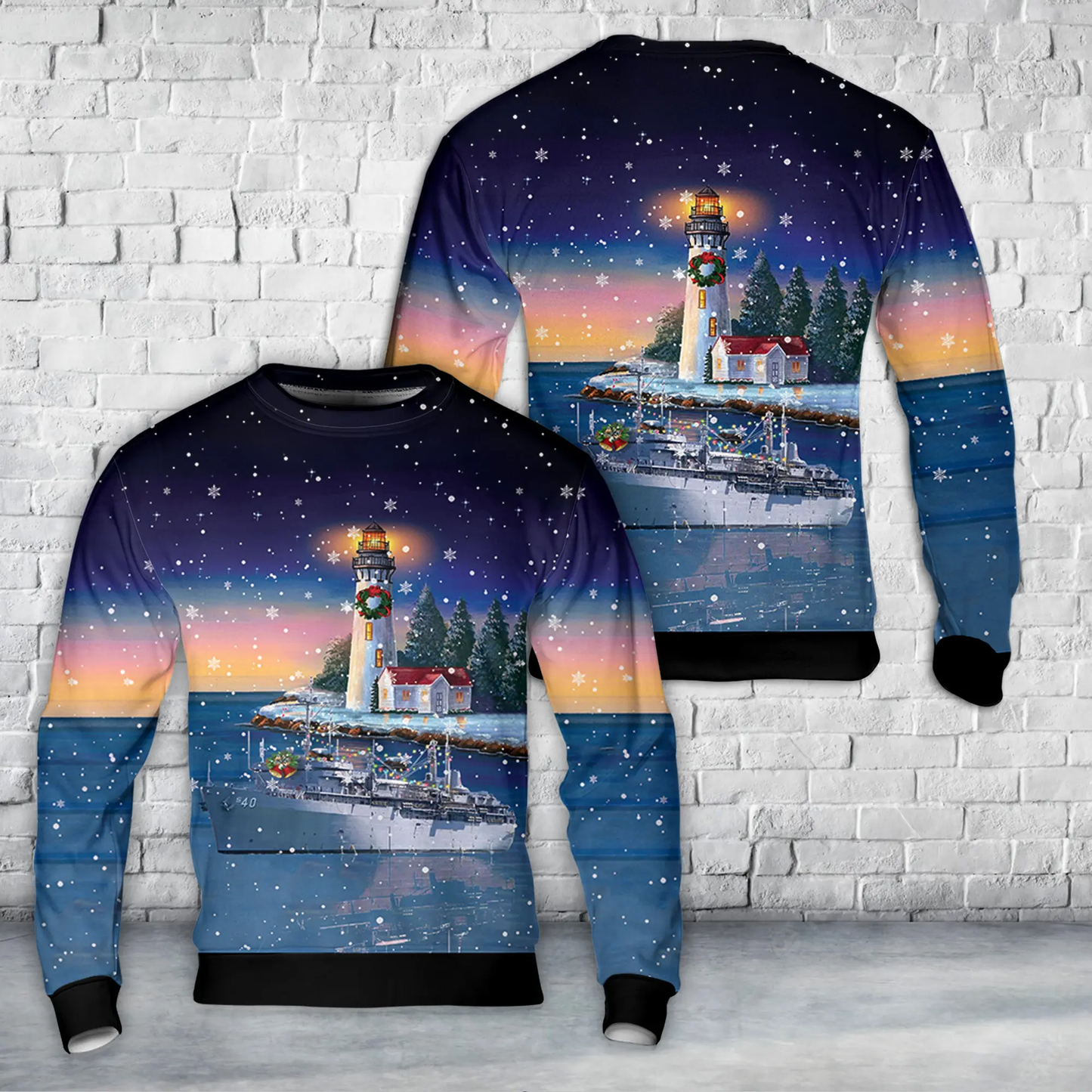 US Navy USS Frank Cable (AS-40) AOP Christmas Sweater