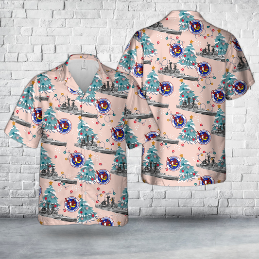 US Navy USS Galveston (CL-93/CLG-3) Christmas Hawaiian Shirt
