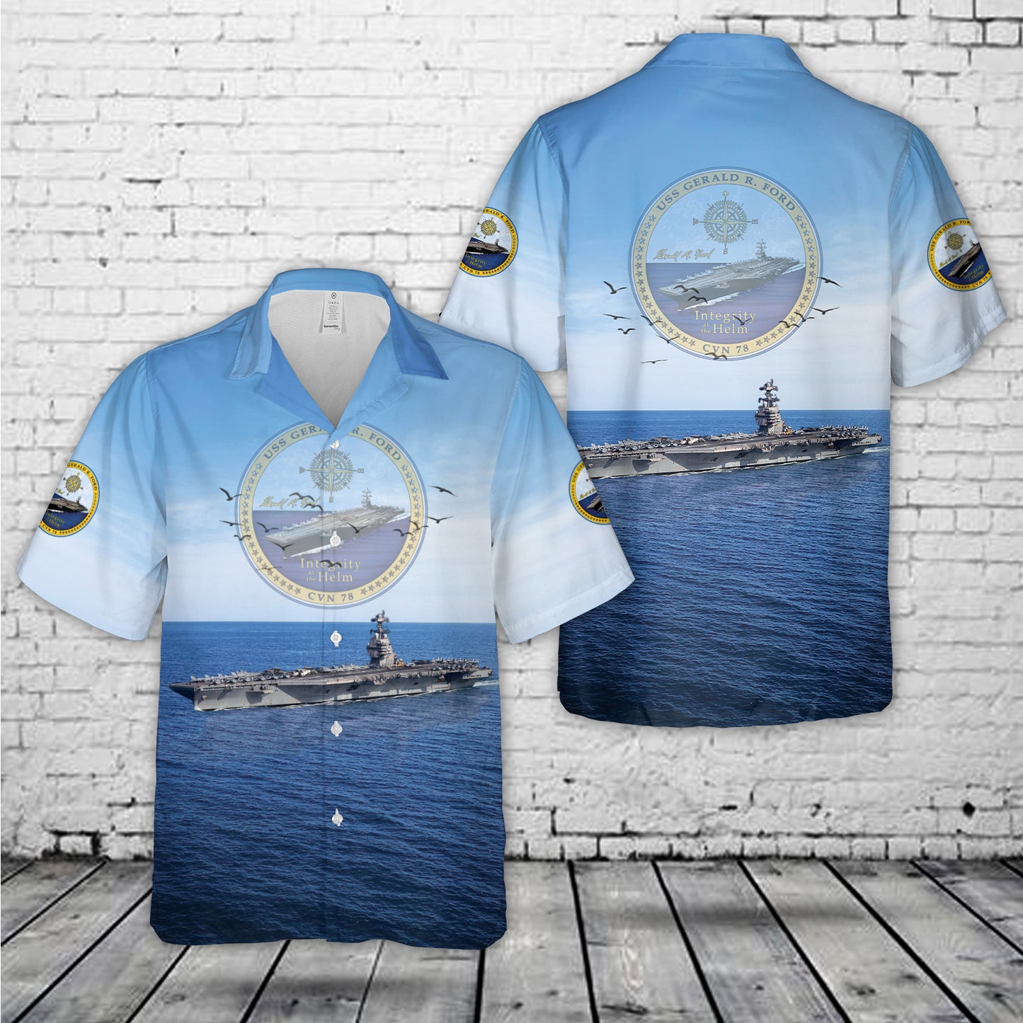 US Navy USS Gerald R. Ford (CVN-78) Hawaiian Shirt