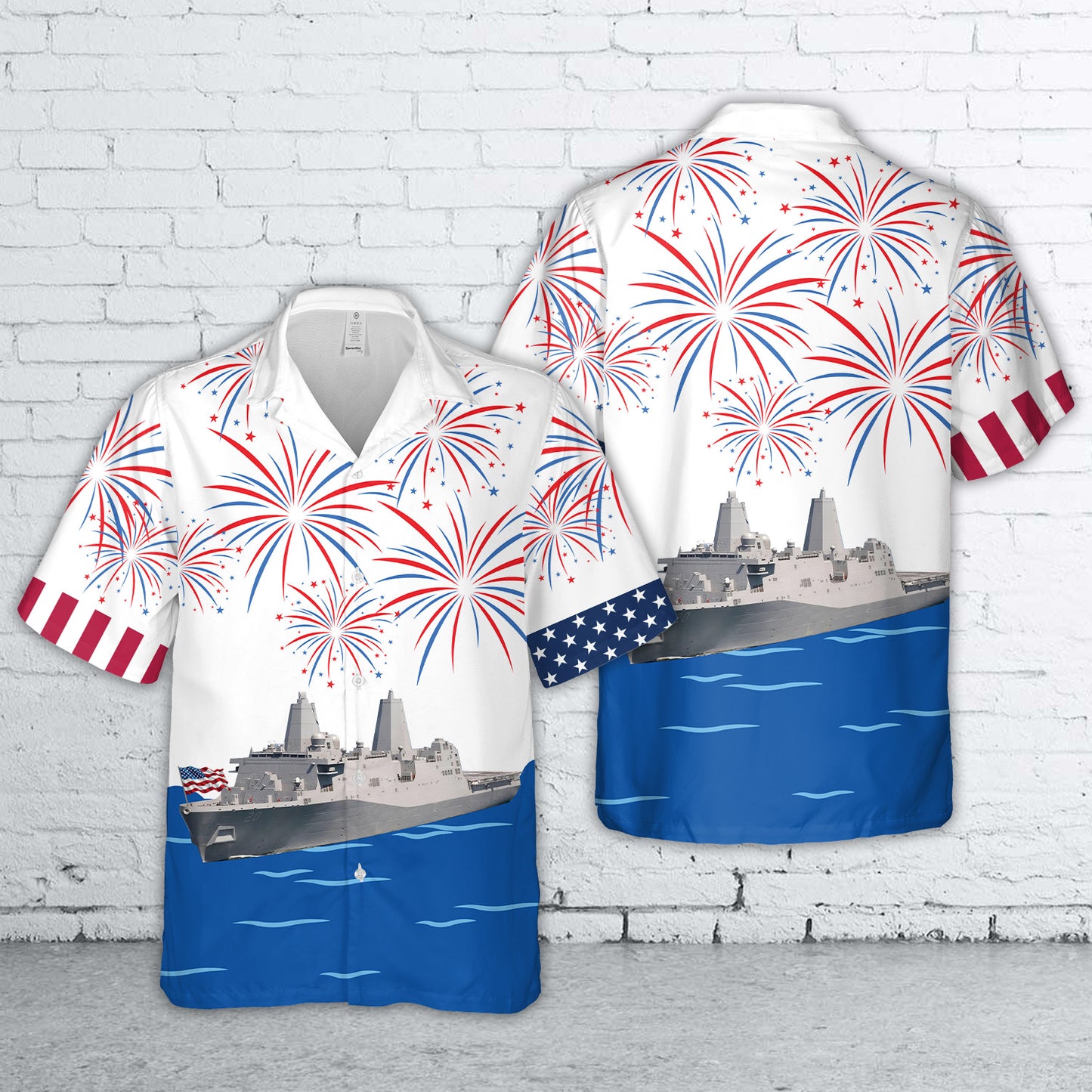 US Navy USS Green Bay (LPD-20), 4th Of July Hawaiian Shirt