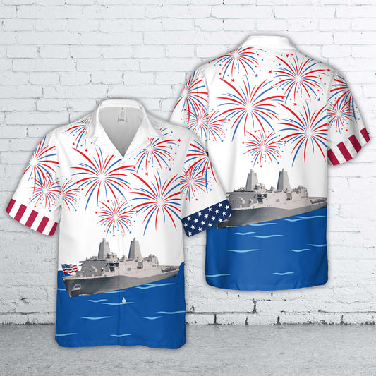 US Navy USS Green Bay (LPD-20), 4th Of July Hawaiian Shirt