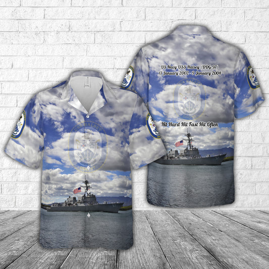 US Navy USS Halsey (DDG-97) Hawaiian Shirt