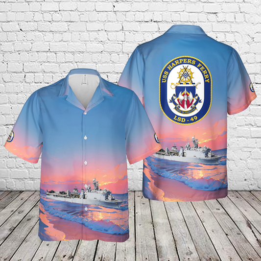 US Navy USS Harpers Ferry (LSD-49) Hawaiian Shirt