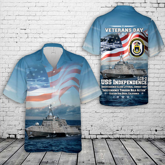 US Navy USS Independence (LCS-2), Veteran Day Hawaiian Shirt