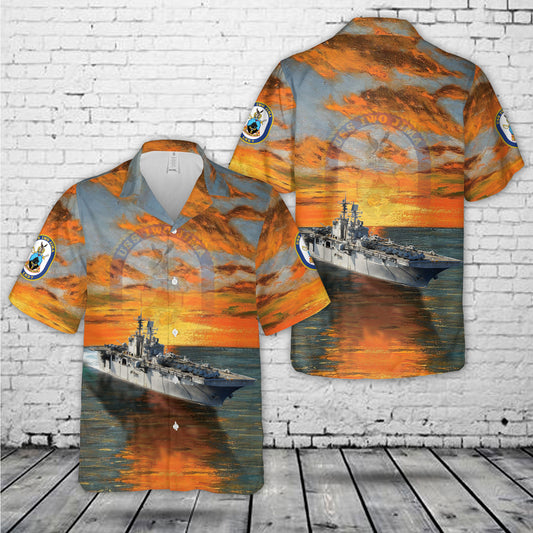US Navy USS Iwo Jima (LHD-7) Hawaiian Shirt