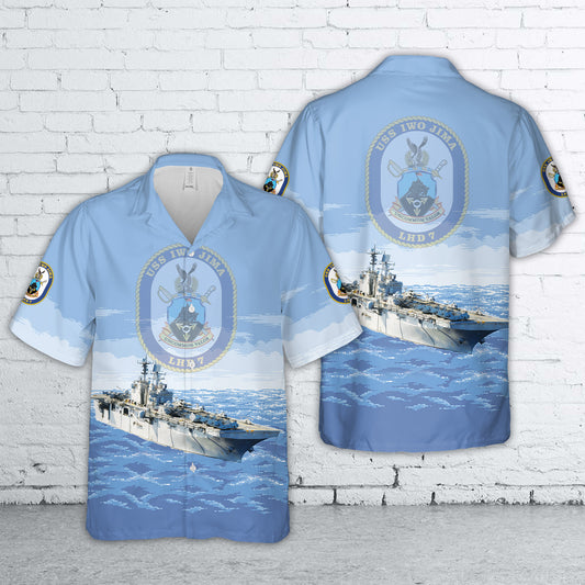 US Navy USS Iwo Jima (LHD-7) Hawaiian Shirt