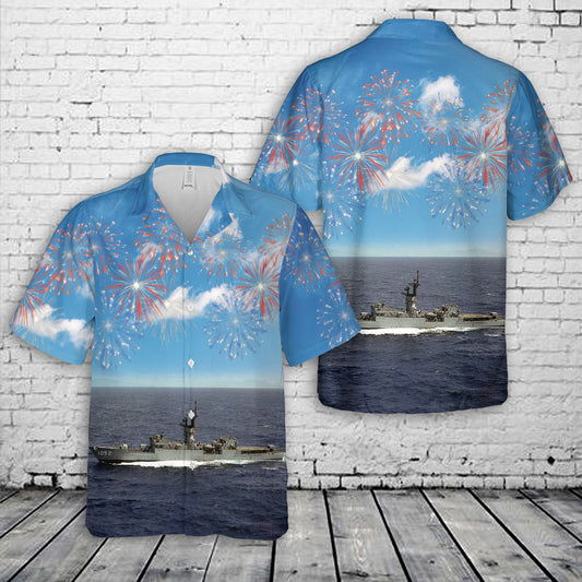 US Navy USS Knox (FF-1052), 4th Of July Hawaiian Shirt