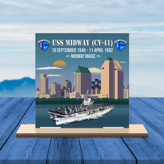 US Navy USS Midway (CV-41) Custom Shape Wood Standee
