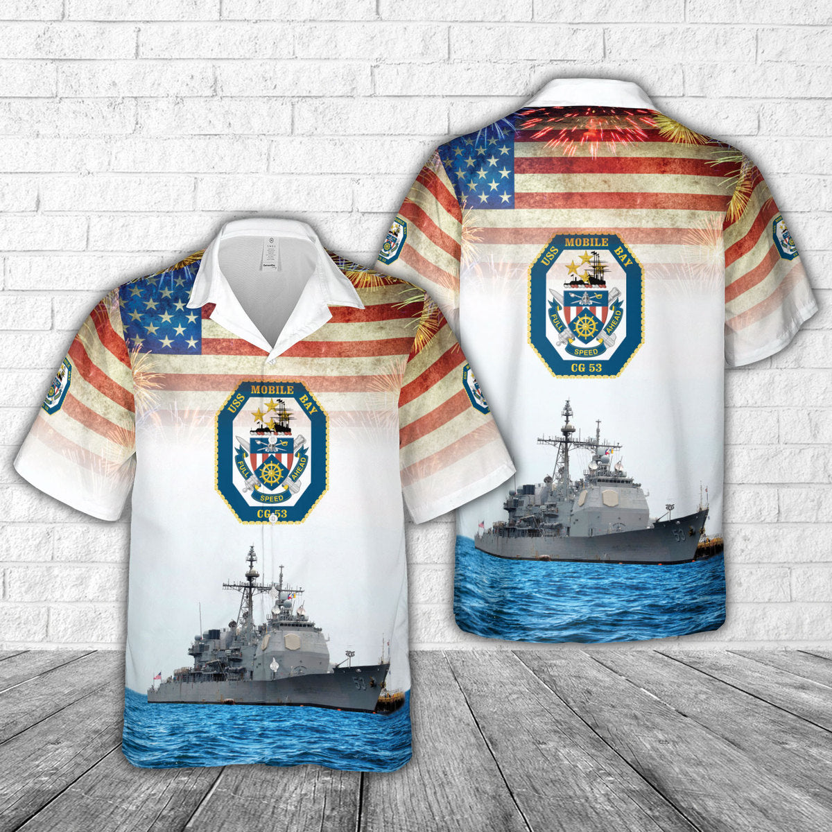 US Navy USS Mobile Bay (CG-53) Hawaiian Shirt